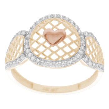 Yellow, Red & White Gold Ring with CZ - 14 K - RGO264 Yellow, Red & White Gold Ring with CZ - 14 K - RGO264