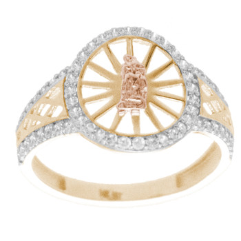Yellow, Red & White Gold Ring with CZ - 14 K - RGO265 Yellow, Red & White Gold Ring with CZ - 14 K - RGO265