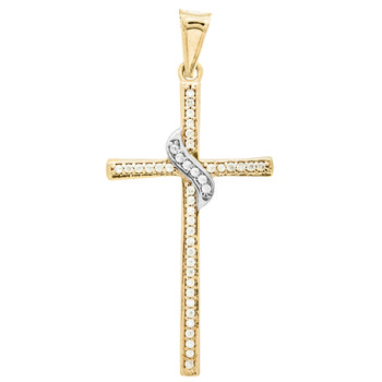 Yellow / White Gold Cross Pendant - 14 K - PTC224 - 1.3g Yellow / White Gold Cross Pendant - 14 K - PTC224 - 1.3g