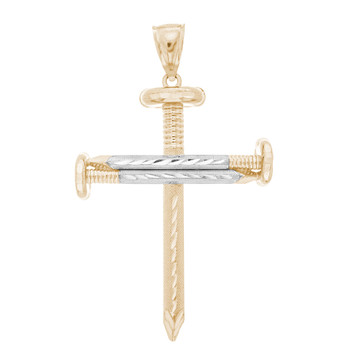 Yellow / White Gold Cross Pendant - Screw Cross - 14 K - PTC226 Yellow / White Gold Cross Pendant - Screw Cross - 14 K - PTC226