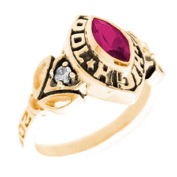 Graduation Ring / Yellow Gold - CZ - GDR162 Graduation Ring / Yellow Gold - CZ - GDR162