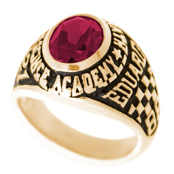 Graduation Ring / Yellow Gold - CZ - GDR163 Graduation Ring / Yellow Gold - CZ - GDR163