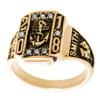 Graduation Ring / Yellow Gold - CZ - GDR164 Graduation Ring / Yellow Gold - CZ - GDR164