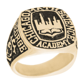 Graduation Ring / Yellow Gold - CZ - GDR165 Graduation Ring / Yellow Gold - CZ - GDR165