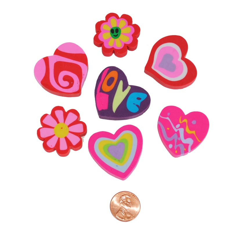 Hearts and Flowers Erasers