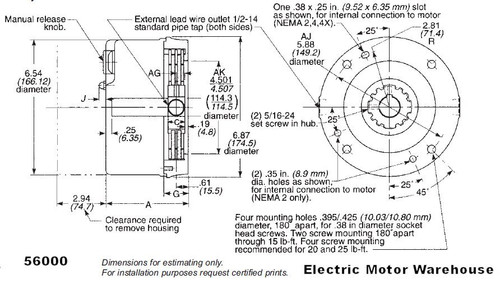 Stearns Brake 1-056-011-00-BQF, NEMA 2, 208-230/460, 3-Phase