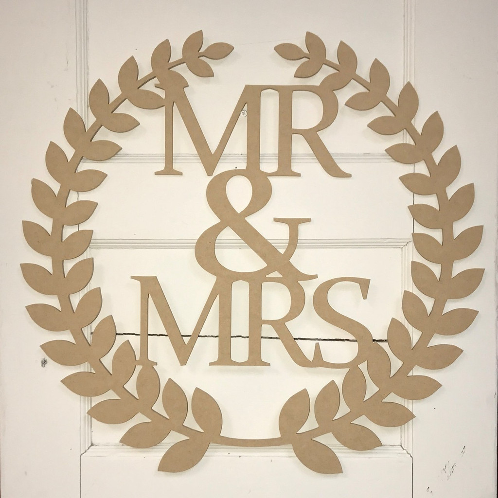 Roman wreath mr  mrs wooden cutout wooden shape mdf diy craft diy