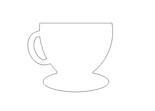 Tea Cup with Plate Unfinished Cutout, Wooden Shape, Paintable Wood