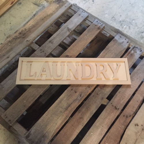 Engraved Wooden Sign 8'' x 31'' Laundry, Unpainted Wood Craft