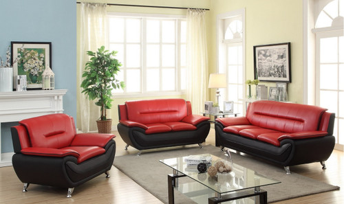 LONDON BLACK AND RED LIVING ROOM SET (3PCs)