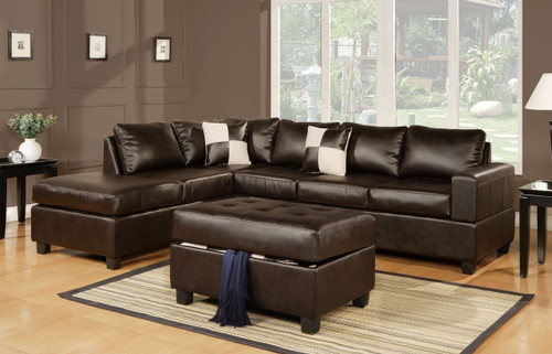 3-PCS SECTIONAL SOFA BONDED LEATHER ESPRESSO