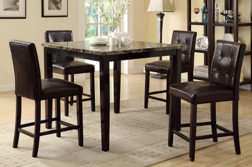 5PCS CREAM FAUX MARBLE FINISH COUNTER HEIGHT DINING TABLE SET