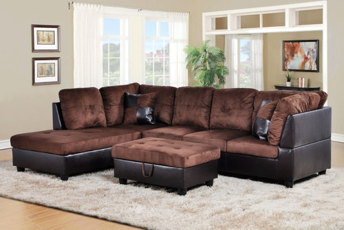 2 PCS Alexander BROWN SECTIONAL WITH ACCENT PILLOWS (RIGHT FACING SOFA) - F107A