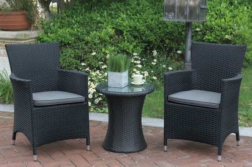 3PC OUTDOOR BLACK BISTRO SET