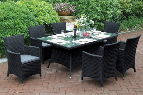 7PCS OUTDOOR PATIO TABLE SET TANNED RUST FREE AND WEATHER RESISTANT