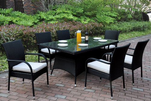 EXQUISITE 7PC OUTDOOR PATIO TABLE SET ALUMINUM FINISH