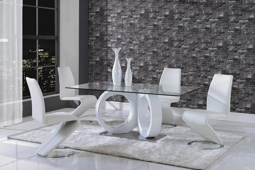 CONTEMPORAY 5 PIECE D9002 DINING SET - WHITE