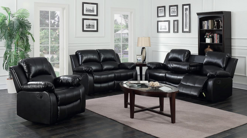ASTROS BLACK ROCKER RECLINER SOFA AND LOVESEAT 3PCS SET-Astros-black