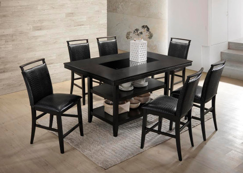 7 PCS BLACK CROCODILE PUB DINING SET-TOMMY