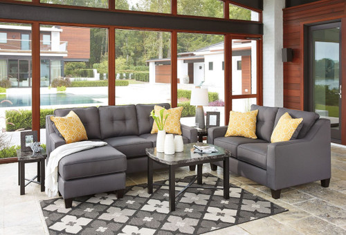 ALDIE NUVELLA GRAY COLLECTION SOFA CHAISE AND LOVE SEAT 2 PCS SET-68702-18-35
