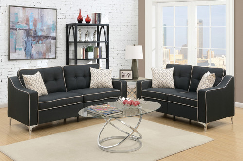 2PCS SOFA SET BLACK COLOR-F6891