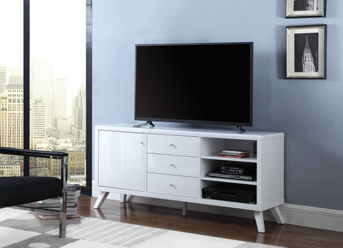Glossy White Center Drawer TV Stand