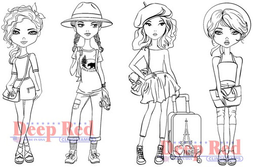 Deep Red Stamps City Girls Traveling in Style Rubber Cling Stamp Deep Red Stamps City Girls Traveling in Style Rubber Cling Stamp