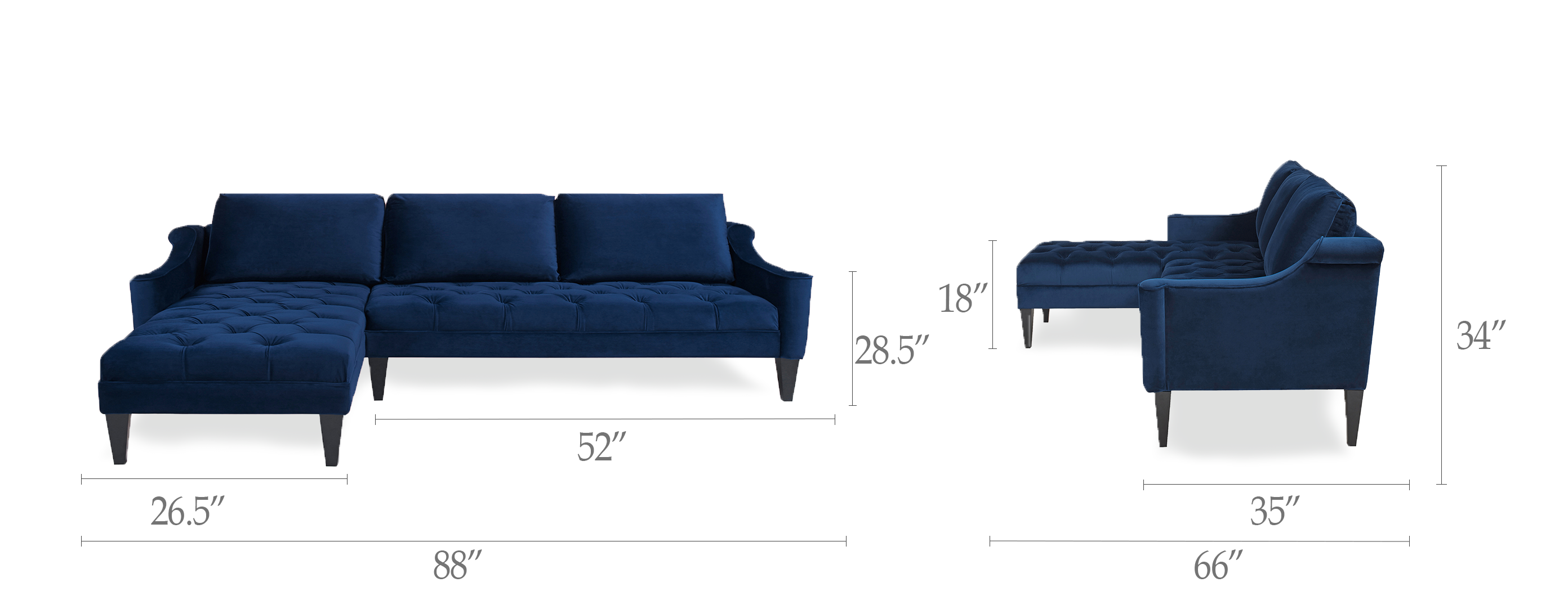Amelie Reversible Chaise Sectional
