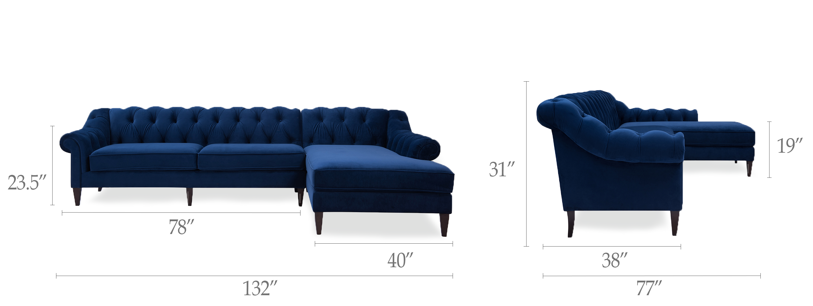 Alexandra Tufted Right Sectional Sofa Alexandra Tufted Right Sectional Sofa