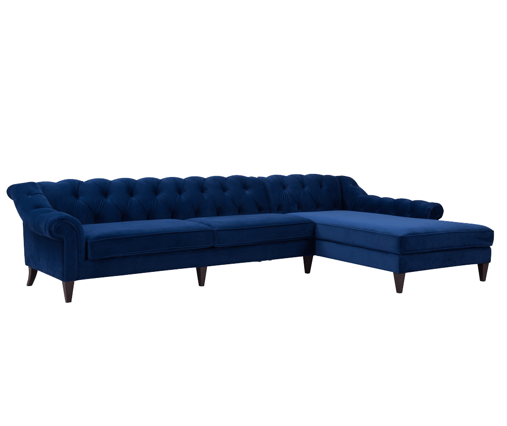 Alexandra Tufted Right dival Sofa, Navy Blue