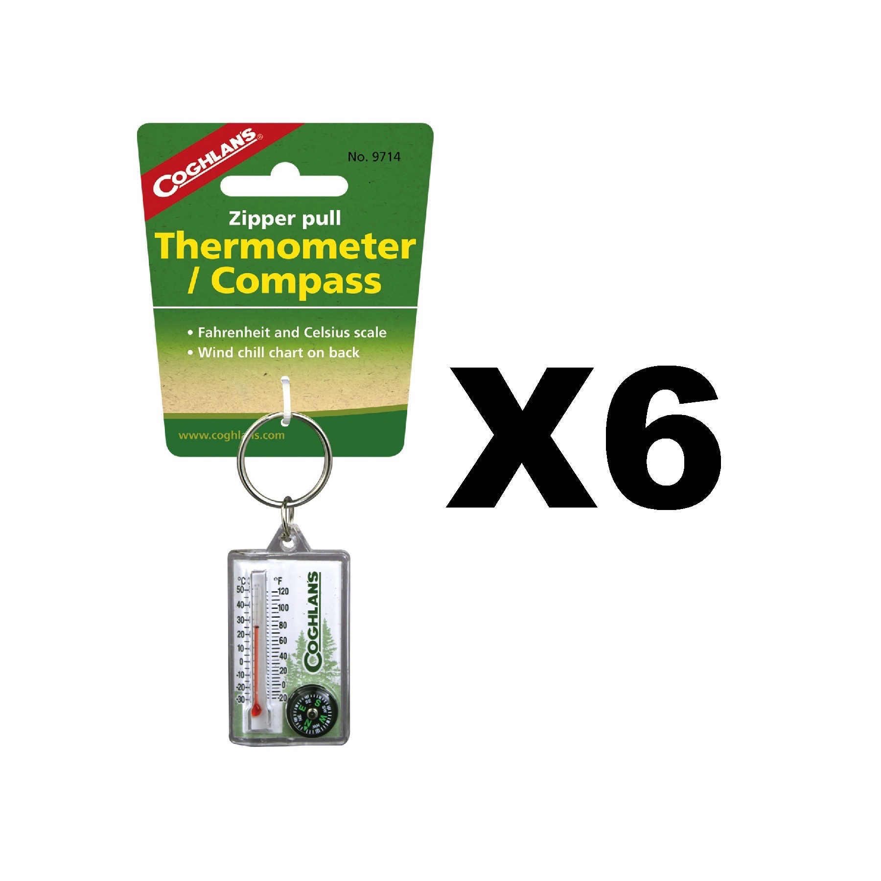 Coghlans Zipper Pull Thermometer with Compass
