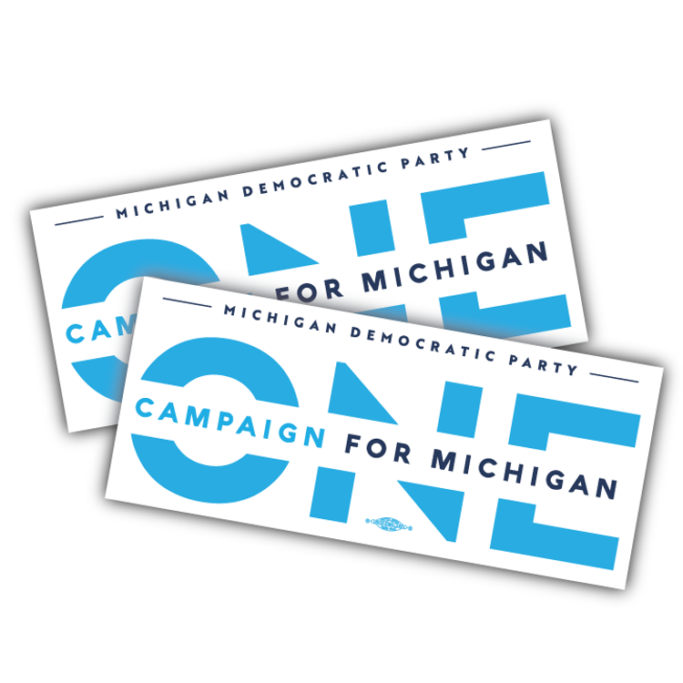ONE Campaign for Michigan (10" x 4.25" Vinyl Sticker -- Pack of Two!)
