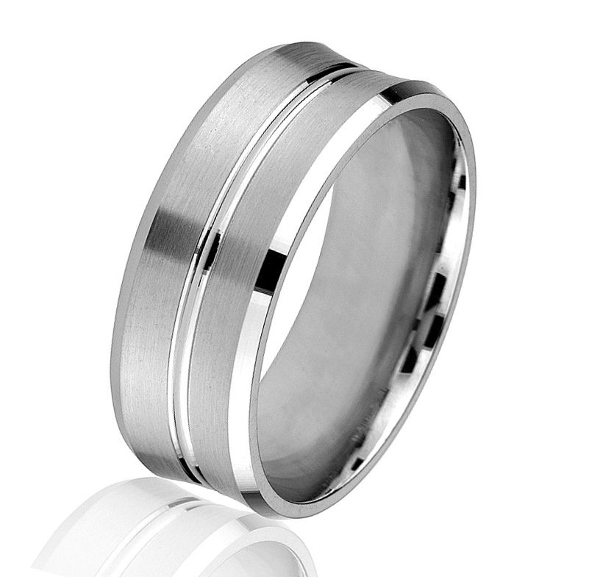 White Gold Concave Wedding Ring