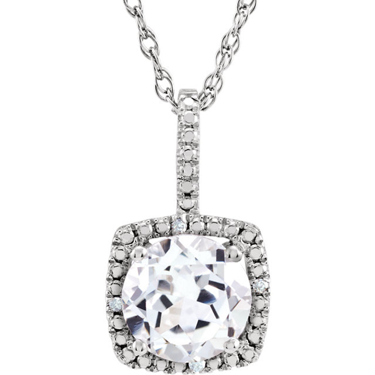 White Sapphire & Diamond Necklace