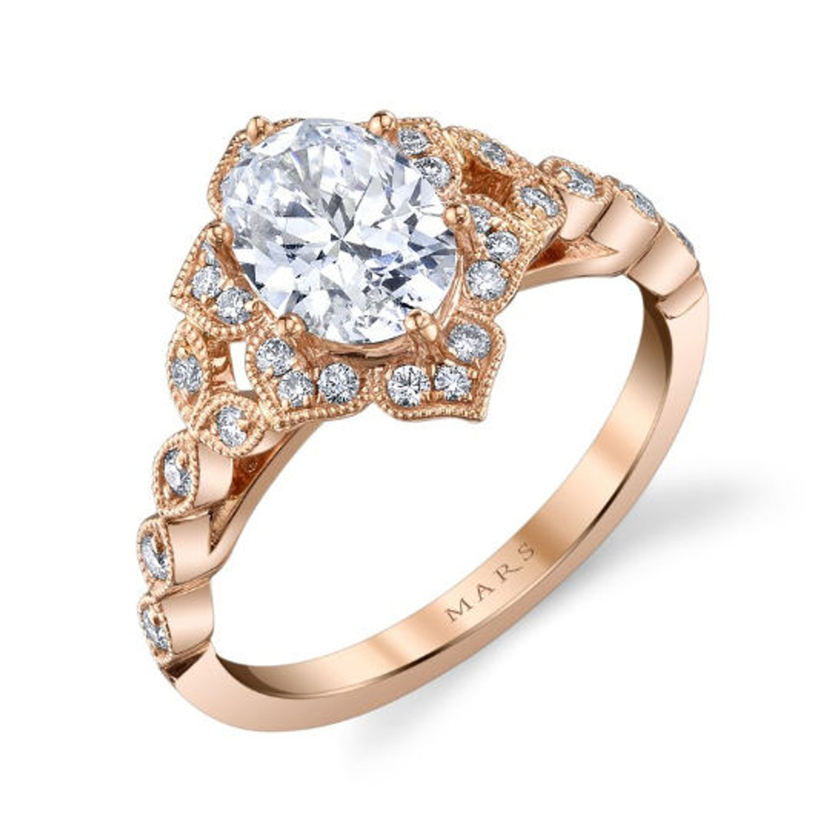 Rose Gold Floral Engagement Ring