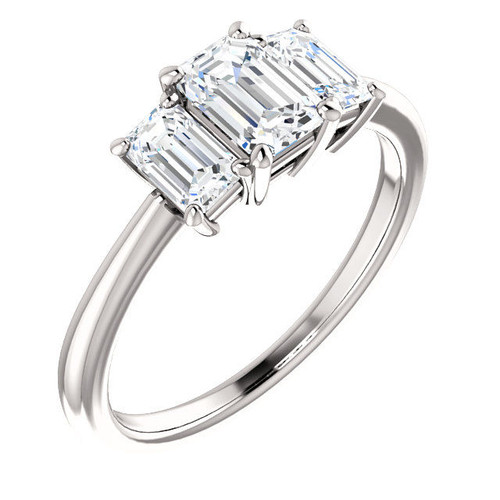 White Gold 3-Stone Emerald Cut Engagement Ring