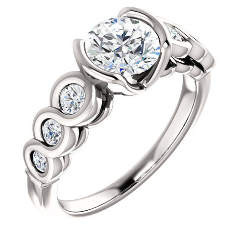 White Gold Round Bezel Engagement Ring