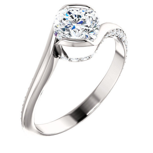 White Gold Cushion Cut Diamond Engagement Ring