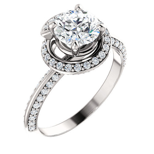 White Gold Halo Round Diamond Engagement Ring