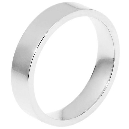 White Gold 5.0 mm Flat Comfort Fit Wedding Ring