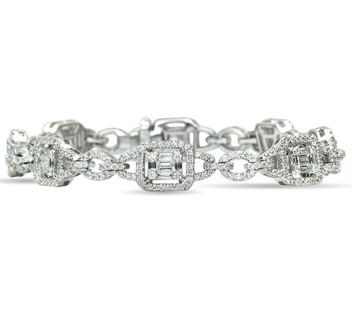 Baguette & Round Diamond Bracelet 2.10 Ct Tw