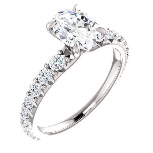White Gold Oval Diamond Engagement Ring