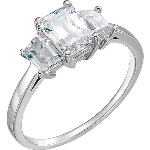 Emerald Cut Three Stone Ring