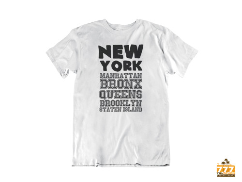New York City Unisex T-Shirt 5 Boroughs Tee Manhattan Bronx Queens Brooklyn Staten Island (White) New York City Unisex T-Shirt 5 Boroughs Tee Manhattan Bronx Queens Brooklyn Staten Island (White)