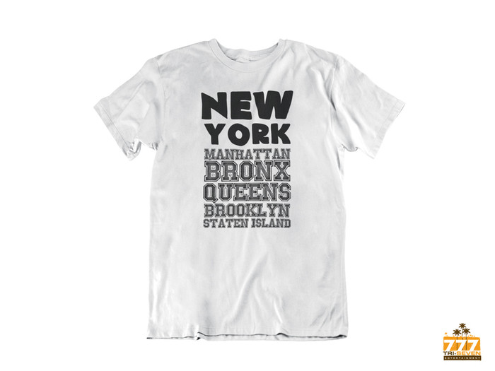 New York City Unisex T-Shirt 5 Boroughs Tee Manhattan Bronx Queens Brooklyn Staten Island (White) New York City Unisex T-Shirt 5 Boroughs Tee Manhattan Bronx Queens Brooklyn Staten Island (White)