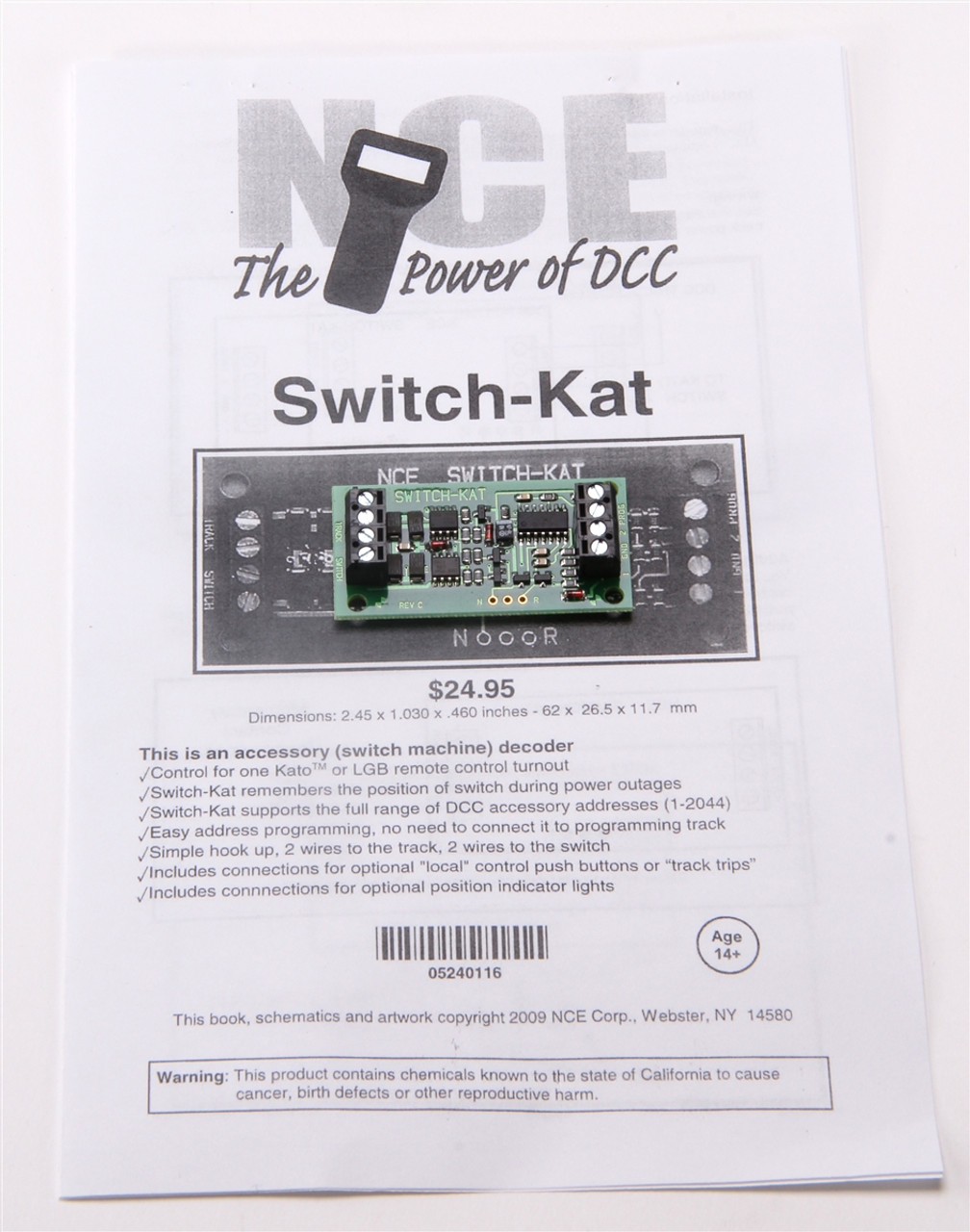 NCE 524116 (Switch-Kat) Accessory Switch Machine Decoder