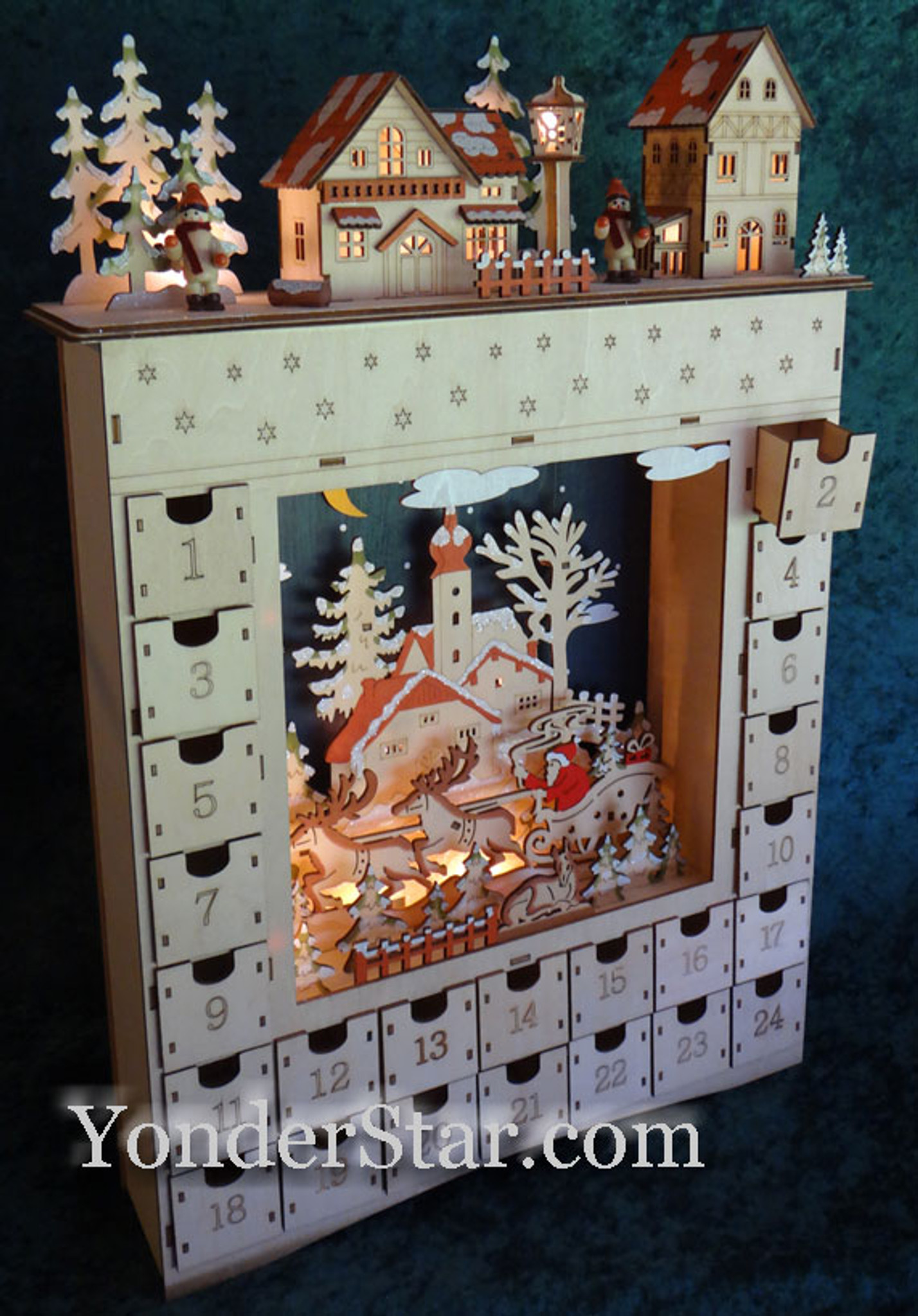 Lighted Wooden Advent Calendar PreOrder Yonder Star Christmas Shop LLC
