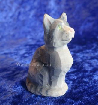 Cat Seated - Huggler Nativity Woodcarving - 14cm Scale Cat Seated - Huggler Nativity Woodcarving - 14cm Scale