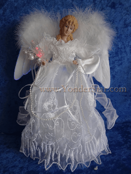 12" Treetopper White Silver Fiber Optic LED Angel 12" Treetopper White Silver Fiber Optic LED Angel