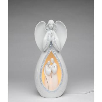 Lighted nativity scene with angel Lighted nativity scene with angel